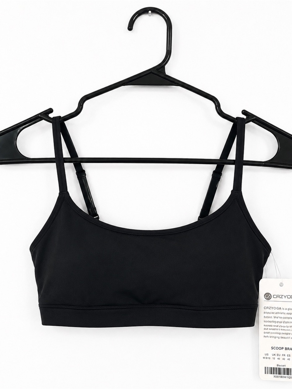 CRZ YOGA Black Scoop Neck Sports Bra NWT Size M